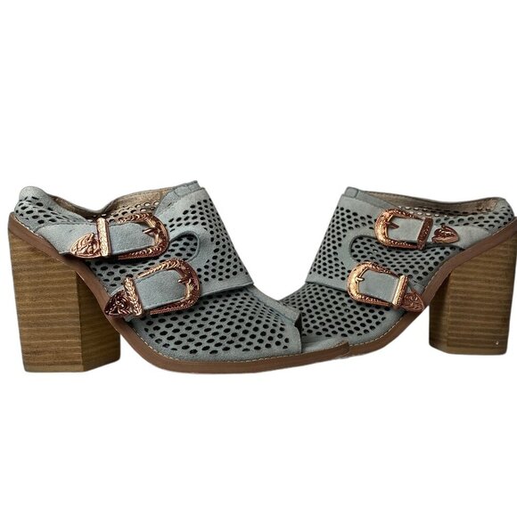 NIGHTWALKER Shoes - Nightwalker Blind Perforated Suede Peep Toe Mule - Limited Edition
